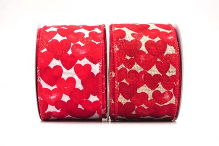 Red Valentine's Heart Wired Ribbon - Red Valentine's Heart Wired Ribbon